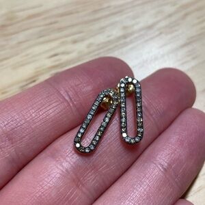 Nadri Sterling Gold Vermeil Oval Earrings with Grey/Champagne diamonds